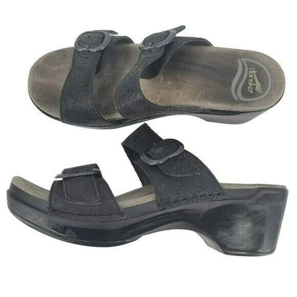 Dansko Sophia Sandals Grain Leather Black Size 10 Comfort Shoes Work Vacation 36 - Picture 3 of 9